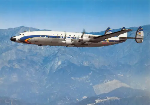 A156 Flugzeug Lufthansa Airline Lockheed L01649A Super Constellation Postkarte