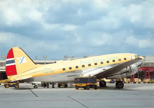 A155 Flugzeug Fred Olsen Airline Curtiss C-46 LN-FOS c/n 30257 Postkarte