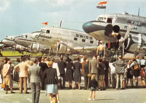 A155 Flugzeug Swissair HB-IRI KLM PH-TBR am Schiphol Netherland Airport Postkarte