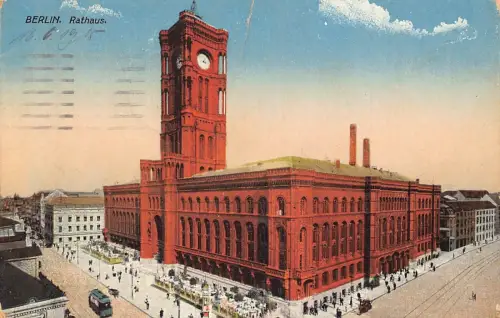 A154 Deutschland 1915 Berlin Rathaus Rathaus Straßenbahn 1. Weltkrieg Feldpostkarte