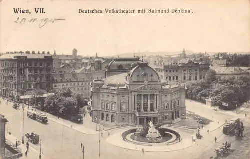 A152 Österreich 1915 Wien Deutsches Volkstheater Raimund Denkmal Postkarte