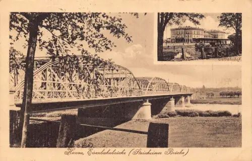 A154 Deutschland 1917 Hanau Eisenbahnbrücke Bahnhof 1. Weltkrieg Feldpostkarte