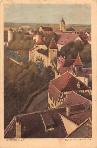 A148 Deutschland Rothenburg O T Blick vom Burgtor Zitadelle Vintage Postkarte