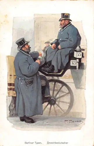 A145 Deutschland Berliner Typen Droschke Reiter Berlin signierte F Bersch Postkarte