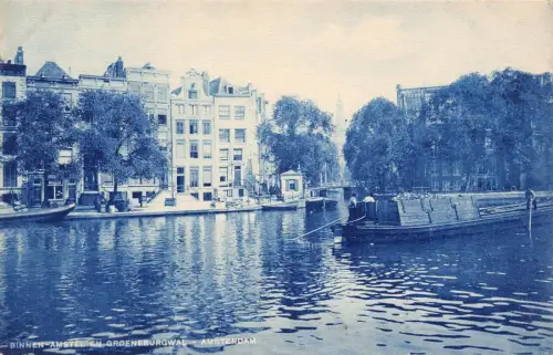 L259 Niederlande BINNEN AMSTEL EN GROENEBURGWAL - AMSTERDAM Vintage Postkarte