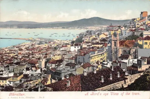 L256 Gibraltar Die Stadt aus der Vogelperspektive. alte Postkarte