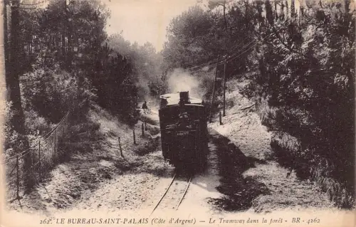 Frankreich Le Bureau-Saint-Palais Straßenbahn im Wald Vintage Postkarte L552