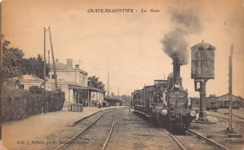Frankreich Chateau-Gontier Gare Bahnhof Vintage Postkarte L552