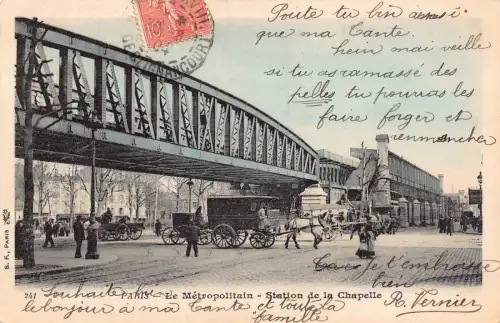 Frankreich Paris Gare Bahnhof de la Chapelle 1904 Vintage Postkarte L552