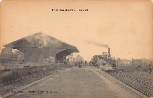 Frankreich Therigne Sarthe Gare Bahnhof Vintage Postkarte L552