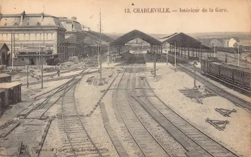 Frankreich Charleville Innenraum Bahnhof Gare Vintage Postkarte L552