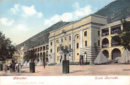 L256 Gibraltar Südkaserne. Kutsche Vintage Postkarte