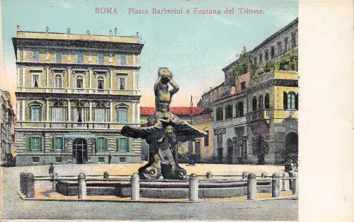 L257 Italien ROM - Piazza Barberini e Fontana del Tritone. alte Postkarte