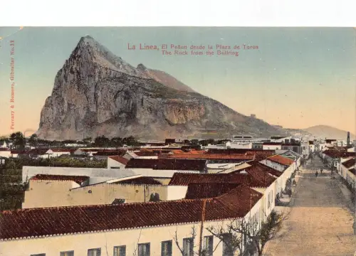 L256 Gibraltar La Linea, El Peñon desde la Plaza de Toros Vintage Postkarte