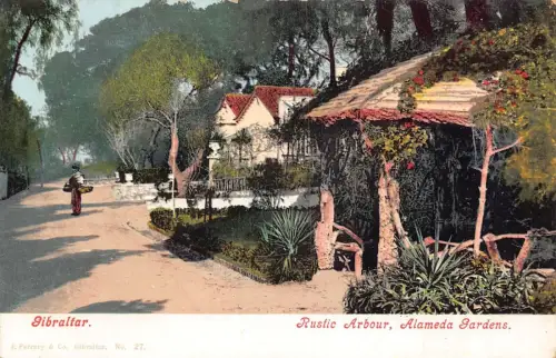 L256 Gibraltar Rustic Laube, Alameda Gardens. alte Postkarte