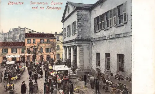 L256 Gibraltar Commercial Square and the Exchange Vintage Postkarte