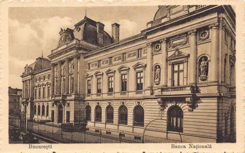 L109 Rumänien Bucuresti Bukarest Nationalbank Vintage Postkarte