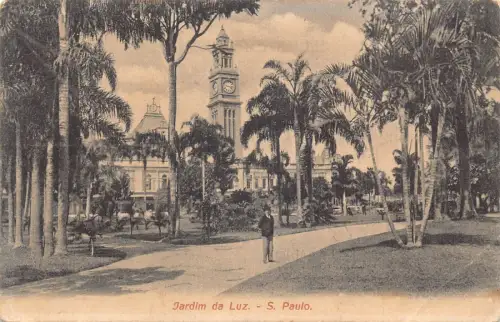 L250 Brasilien 1923 Jardim da Luz. - S. Paulo Vintage Postkarte