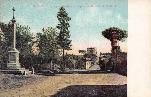 L257 Italien ROM - Via Appia antica e Sepolcro di Cecilia Metella Vintage Postkarte
