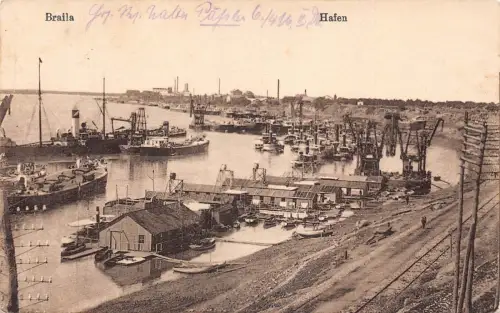 L109 Rumänien 1918 Braila Hafen Schiffe Boote 1. Weltkrieg Vintage Feld Postkarte