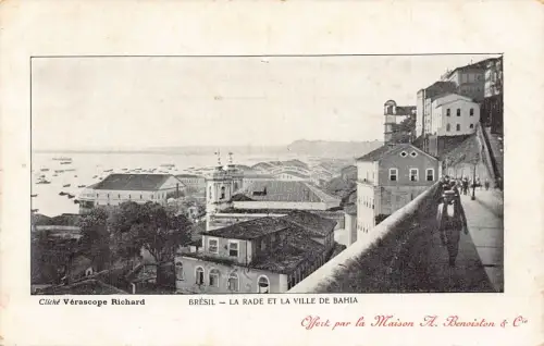 L250 Brasilien 1911 BRÉSIL LA RADE ET LA VILLE DE BAHIA Vintage Postkarte