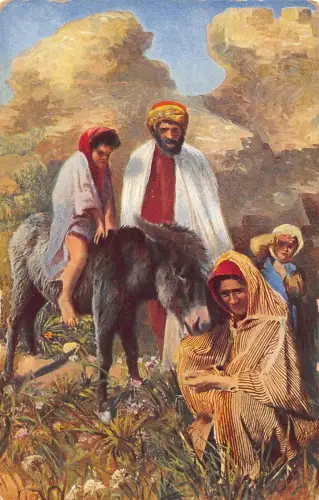 L044 Marokko Beduinen Esel Ethno Vintage Postkarte