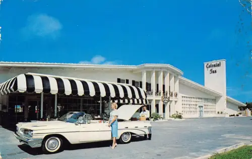 L040 Florida St Petersburg Beach Colonial Inn Automobil Postkarte