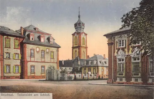 A166 Deutschland 1922 Bruchsal Teilansicht am Schloss Vintage Postkarte