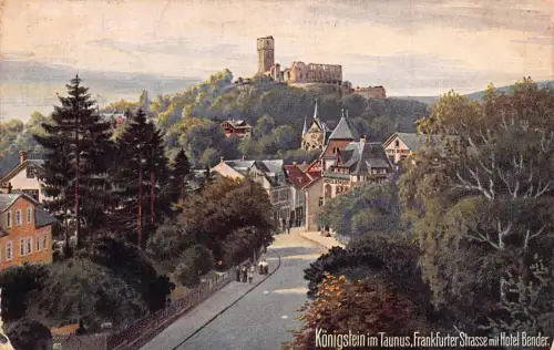 L022 Deutschland 1911 Königsten Frankfurt Straße Hotel Bender Vintage Postkarte