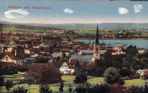 L022 Deutschland Konstanz und Kreunzlingen Kirche Vintage Postkarte