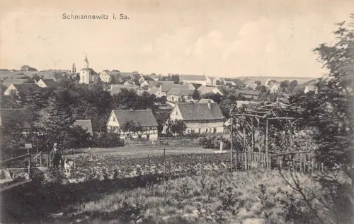 A166 Deutschland 1912 Schmannewitz i Sa Gesamtansicht Vintage Postkarte