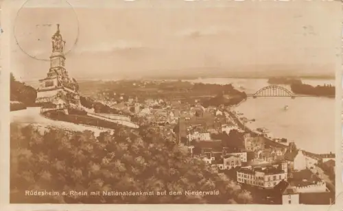 A164 Deutschland 1927 Rüdesheim a R Nationaldenkmal Auf Niederwald Postkarte