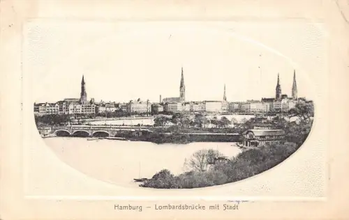 A164 Deutschland 1911 Passepartout Hamburg Lombardsbrücke Postkarte