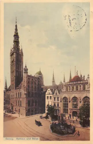 A160 Polen 1912 Danzig Danzig Rathaus Rathaus Burenkutsche Postkarte