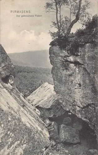 A161 Deutschland 1907 Pirmasens Der Gebrochene Felsen Klippen Vintage Postkarte