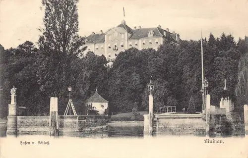 A163 Deutschland 1912 Schloss und Hafen Mainau Vintage Postkarte