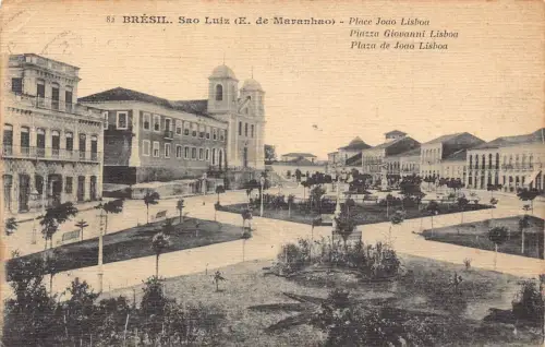 L250 Brasilien 1914 Sao Luiz (E. de Mavanhao) Place Joao Lisboa Vintage Postkarte