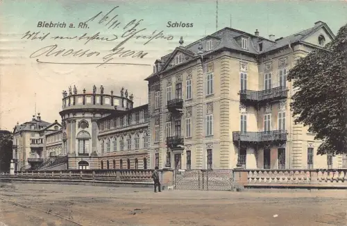A164 Deutschland 1909 Biebrich a Rh Schloss Vintage Postkarte