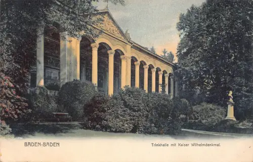 A163 Deutschland 1922 Baden-Baden Trinkhalle Kaiser Wilhelm Denkmal Postkarte