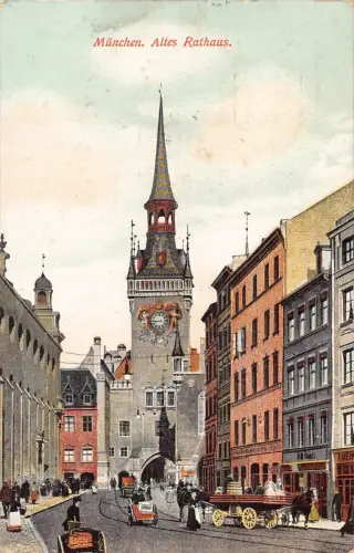 A161 Deutschland 1909 München Altes Rathaus Vintage Postkarte