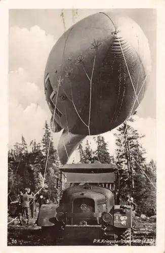 A160 Deutschland 1943 PK Kriegsbericher Witt Ballon Zeppelinwagen RPPC Postkarte