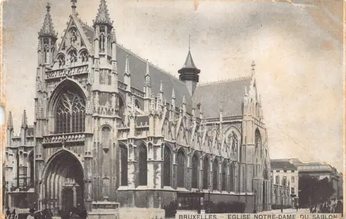 A141 Belgien 1918 WWI Feldpost Brüssel Notre-Dame Kirche Vintage Postkarte