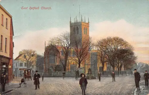 L234 England East Retford Church Baker's Rikscha Biciclyst Vintage Postkarte