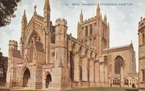 L235 England Hereford Cathedral aus Südwesten Vintage Postkarte
