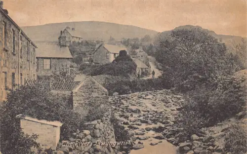 L235 Wales Llwyngwril River Stone Houses Vintage Postkarte