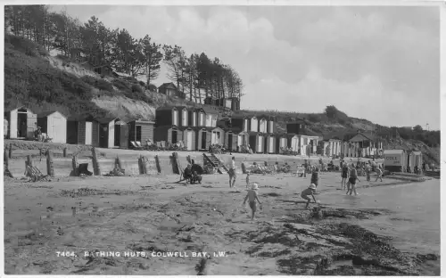 L234 England Island Wight Colwell Bay Bathing Huts Beach RPPC Vintage Postkarte