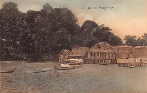 L254 Singapur St James Boote Postkarte