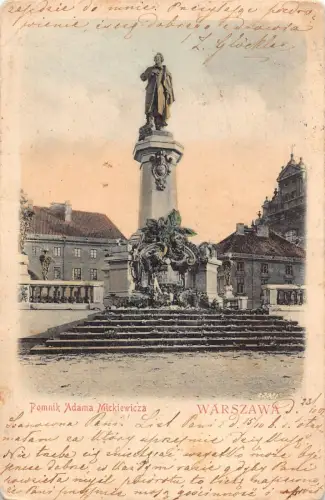L103 Polen 1901 Warschauer Denkmal für Adam Mickiewicz Postkarte