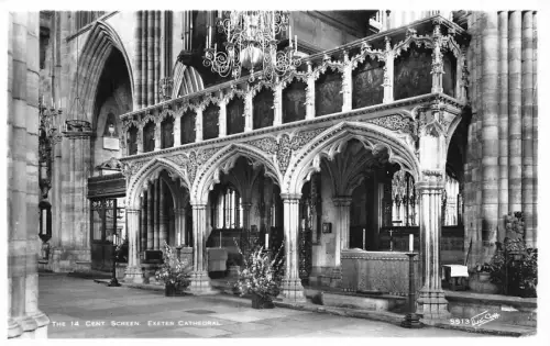 L237 England The 14 Cent Screen Exeter Cathedral Interior RPPC Vintage Postkarte