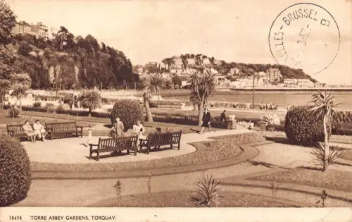 L237 England 1957 Torre Abbey Garden Torquay Benches Vintage Postkarte